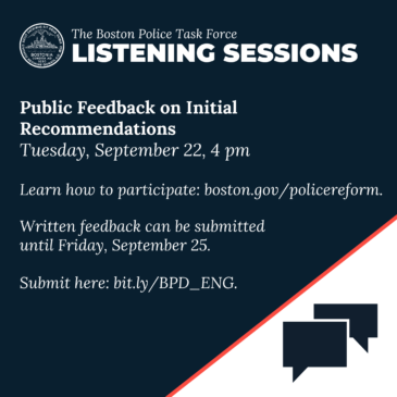 BOSTON POLICE TASK FORCE COMMUNITY LISTENING SESSION September 22, 2020