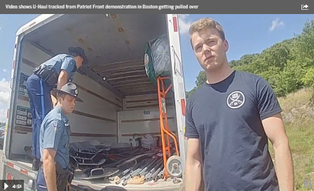 Body camera footage shows State Police stop of U-Haul from Patriot Front demonstration in Boston